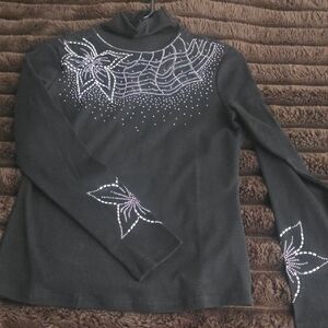 Elegant Black Embellished Women's Top